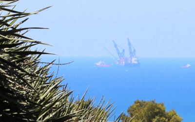 Work on Israel's Leviathan natural gas field, 2019 (Credit: Wikimedia Commons/Deror Avi)