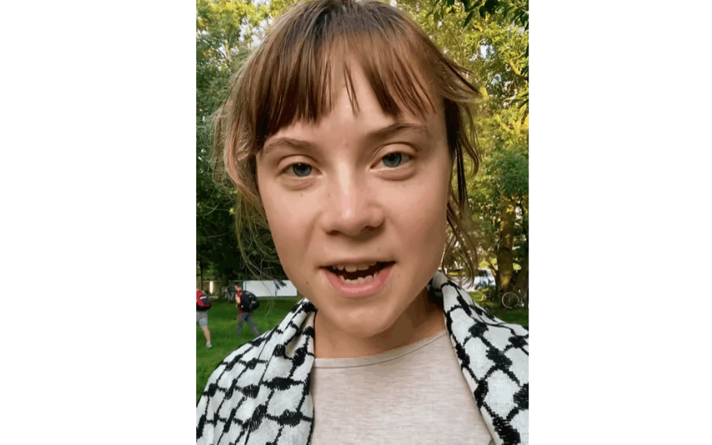 Greta Thunberg, in a new video announcing plans for the "Global Sumud Flotilla"