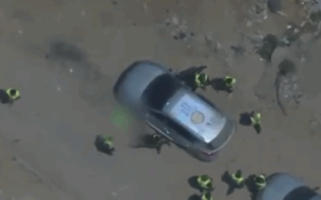 A still from the video showing terrorists posing as WCK workers (Credit: IDF)