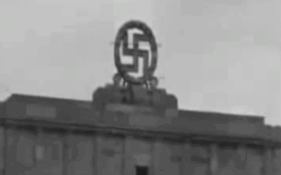 In April 1945, the US army blew up this giant swastika at the Nazi Party rally grounds in Nuremberg. Today, many Nazi artefacts unfortunately are bought and sold in the UK.