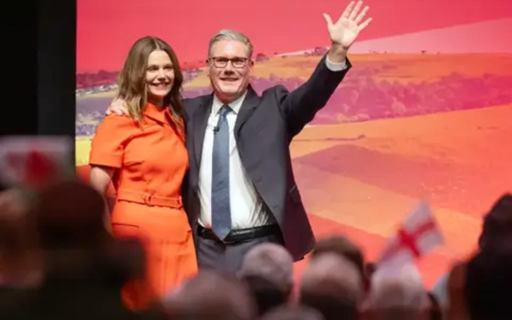 Keir Starmer joined by wife Victoria after Labour confernce speech 

Pic: Danny Lawson/PA Wire