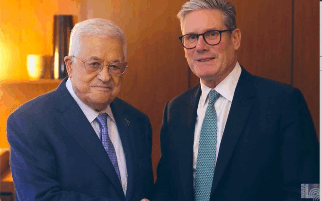 President Mahmoud Abbas Abbas with PM Keir Starmer at UNGA