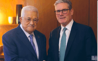 President Mahmoud Abbas Abbas with PM Keir Starmer at UNGA