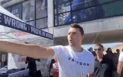 Charlie Kirk speaks at a Utah Valley University rally shortly before he was fatally shot. (Credit: X)