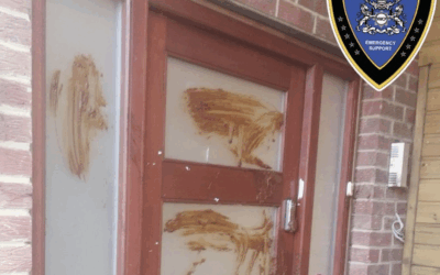 Excrement smeared across the entrance of a Golders Green synagogue and children’s nursery. (Credit: Shomrim NW London)