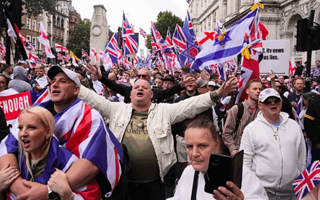 Up to 150,000 people attended demo orgainsed by Tommy Robinson (photo PA)