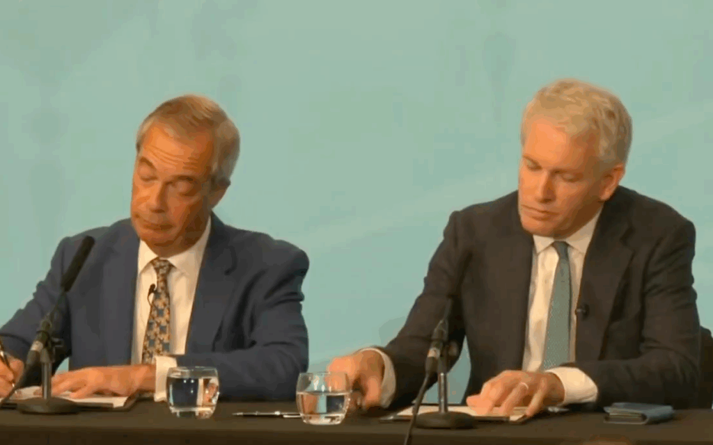 Nigel Farage with Danny Kruger at Reform UK press conference