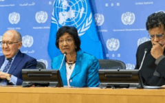 l-r, Chris Sidoti, Navi Pillay, Miloon Kothari