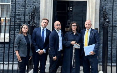 Hostage familes and their lawyers outside No.10