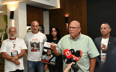 Arnon Bar-David, General Secretary of the Histadrut, announcing a general strike last year in an effort to get the government to change its Gaza policy to focus on hostage release.