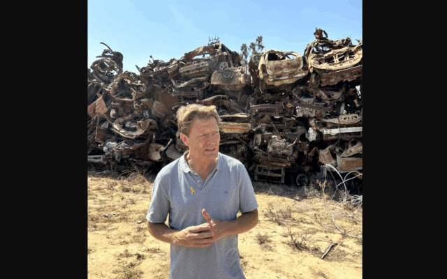Reform UK Deputy Leader Richard Tice visits The Car Wall memorial to the massacre carried out by Hamas on 7 October 2023