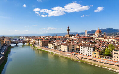 Aerial view of Florence, Arno river