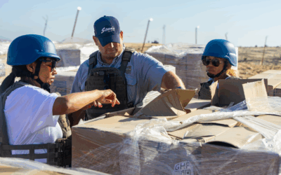 Zamaswazi Dlamini-Mandela and Zaziwe Dlamini-Manaway during an aid mission with the Gaza Humanitarian Foundation, October 2025. Credit: Courtesy NBEC