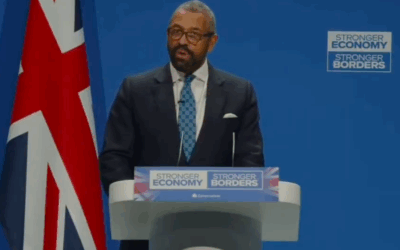 James Cleverly speaks at Tory conference in Manchester