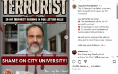 An Instagram post from "City Action for Palestine", falsely describing Ben-Gad as a "terrorist"