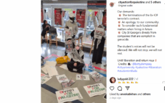 An Instagram post from the "City Action for Palestine" campus protest An Instagram post from the "City Action for Palestine" campus protest