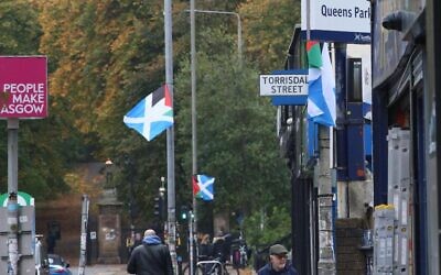 A 'Paltire' flying in Glasgow. Picture: NQ