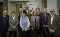 Image 1 (front – back row/ L-R )
Holocaust refugees and survivors:
Alfred Kessler, Lilian Levy, Gabi Foti
Hedy Gavurin, Ralph Steiner, Jacques Weisser, Ruth Sands, Hedi Argent
Inge Gershfield, Peter Hallgarten
Credit: AJR_Adam Soller Photography Image 1 (front – back row/ L-R )
Holocaust refugees and survivors:
Alfred Kessler, Lilian Levy, Gabi Foti
Hedy Gavurin, Ralph Steiner, Jacques Weisser, Ruth Sands, Hedi Argent
Inge Gershfield, Peter Hallgarten
Credit: AJR_Adam Soller Photography