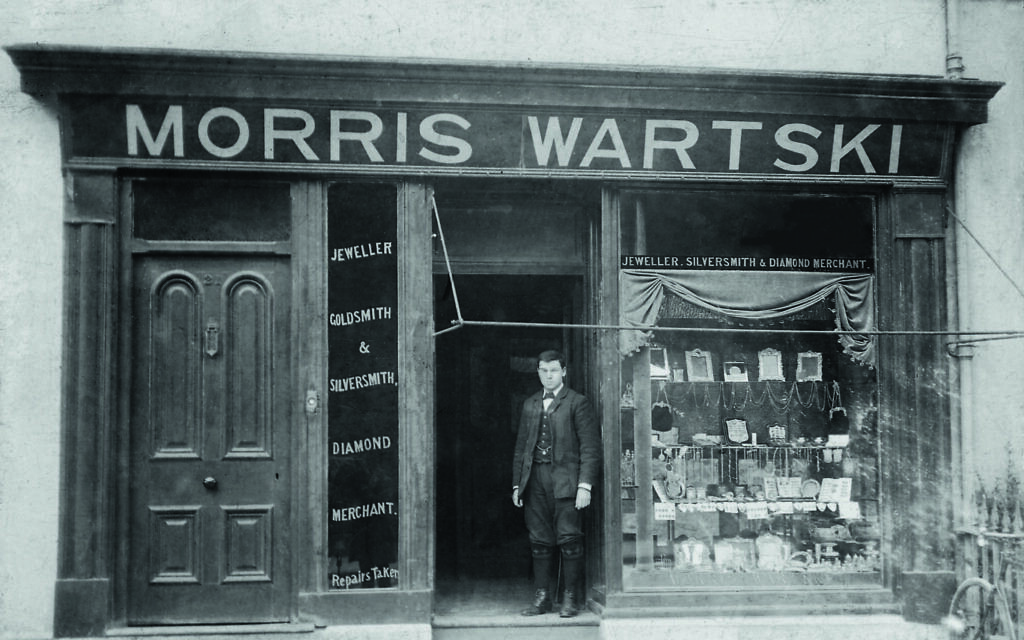 First premises at 21 High St, Bangor. Family lived over the shop. Note the bicycle. Welsh Jewish History