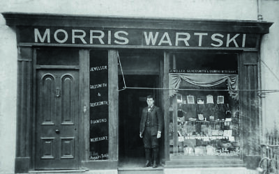First premises at 21 High St, Bangor. Family lived over the shop. Note the bicycle. Welsh Jewish History