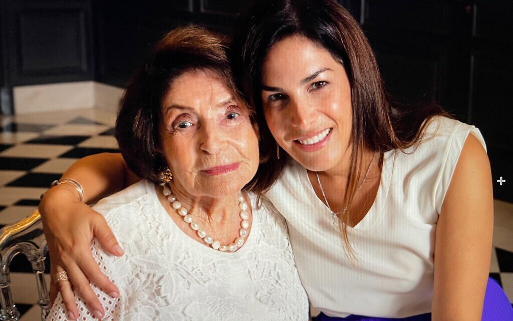 Leslie Gelrubin Benitah, right, with her late grandmother Bajla Gelrubin on her 100th birthday