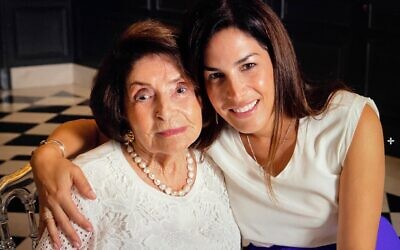Leslie Gelrubin Benitah, right, with her late grandmother Bajla Gelrubin on her 100th birthday