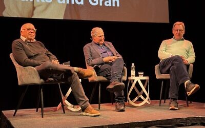 Maurice Gran (left) and Laurence Marks at JW3 with Alastair Falk (centre)
