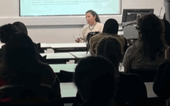 Samar Maqusi giving the lecture at UCL