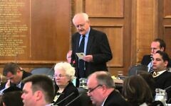 John Marshall speaking at Barnet Council. The former Hendon South MP has died aged 85. Photo: YouTube John Marshall speaking at Barnet Council. The former Hendon South MP has died aged 85. Photo: YouTube