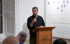 Co-curator Professor Dan Stone speaking at the launch of the Wiener Holocaust Library’s new exhibition, Eldercide: Older Jews and the Holocaust, on 12 November 2025.