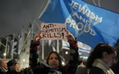 People attend a Campaign Against Antisemitism and Chabad UK event in Westminster, central London (Pic PA)