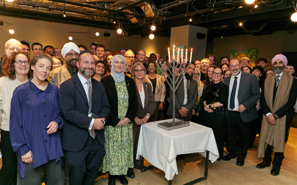 Jewish, Muslim and Christian leaders gather for an interfaith Chanukah candle lighting in central London, held in solidarity following the Bondi Beach terror attacks.