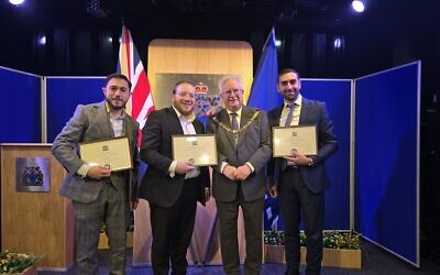 Shomrim volunteers receiving commendations from the Mayor of Barnet at the North West BCU Commander’s Ceremony.