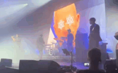 A video of the performance showed a number of politicians with Stars of David featuring swastikas in the middle where their eyes should be