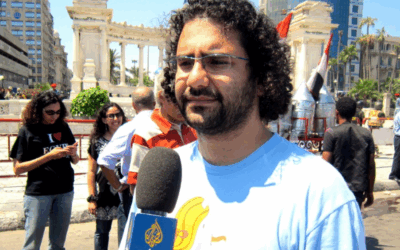 Alla Abd El-Fattah speaking to Al Jazeera in Egypt, 2011 (Creative Commons/Gigi Ibrahim)