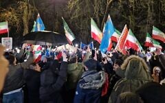People taking part in a protest in Whitehall, central London, to show solidarity with the protests in Iran. Picture date: Sunday January 11, 2026.