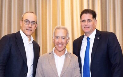 Left to right: Dan Señor, Sylvan Adams, and Ron Dermer. Photo Credit: Tom Tracy