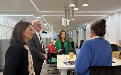 The Work and Pensions Secretary meets staff and clients during a visit to the Wohl Enterprise Hub in Finchley.
