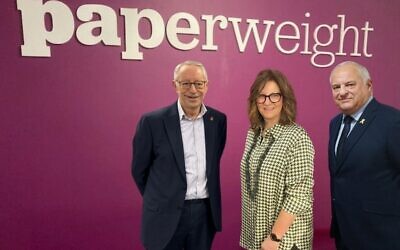 The Paperweight Trust, From right to left Benjamin Conway, Chair of Trustees; Bayla Perrin, CEO and Barry Shaw, Executive Director.