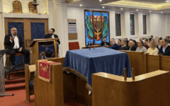 Ahmed Fouad Alkhatib in conversation with Rabbi Liss at Highgate Synagogue on Tuesday evening. Ahmed Fouad Alkhatib in conversation with Rabbi Liss at Highgate Synagogue on Tuesday evening.