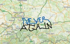 Cyclist Lukáš Klement's 1,000-kilometer bike route in Poland spells the words "Never again". Photo Credit: Zaka Search and Rescue.