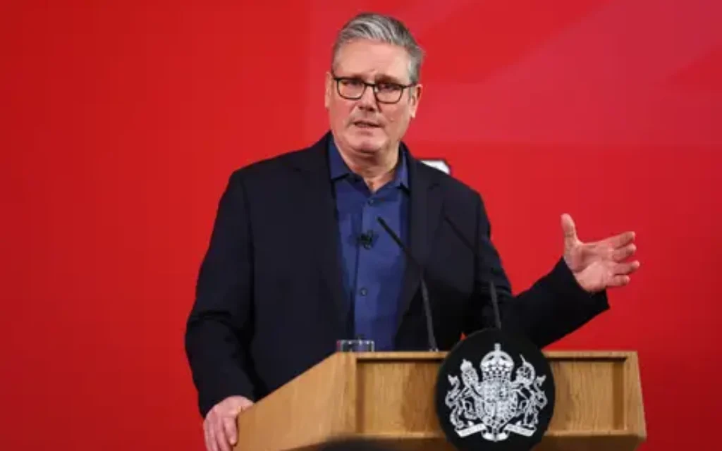 Prime Minister Sir Keir Starmer speaking during a visit to Horntye Park Sports Complex in St Leonard's on Sea near Hastings, East Sussex. 
Pic PA