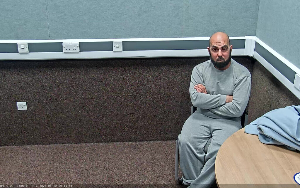 Screen grab taken from handout video dated 10/05/24 issued by Greater Manchester Police of Amar Hussein during his police interview. Walid Saadaoui, 38, and Amar Hussein, 52, have been jailed at Preston Crown Court for life with minimum terms of 37 years and 26 years respectively for plotting a gun attack on a mass gathering of Jews.