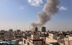 Smoke rises on the skyline after an explosion in Tehran, Iran, Saturday, Feb. 28, 2026.(AP Photo) Smoke rises on the skyline after an explosion in Tehran, Iran, Saturday, Feb. 28, 2026.(AP Photo)