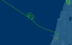 A flight tracker map of the Wizz Air flight W95301 on 8 February, 2026. (Screenshot: flightaware.com) A flight tracker map of the Wizz Air flight W95301 on 8 February, 2026. (Screenshot: flightaware.com)