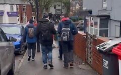 Campaigners filmed walking door to door in Sheffield’s Woodseats area during an anti-Israel boycott canvassing operation. Campaigners filmed walking door to door in Sheffield’s Woodseats area during an anti-Israel boycott canvassing operation.