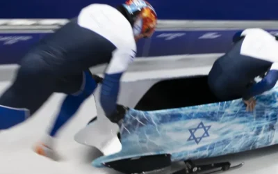 Israeli bobsledders during their run at the Milan-Cortina 2026 Winter Olympics.
Credit: Adam Edelman / Instagram