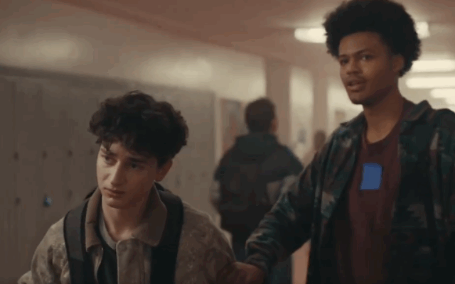 A still from the superbowl ad produced by Robert Kraft's Blue Square Alliance Against Hate