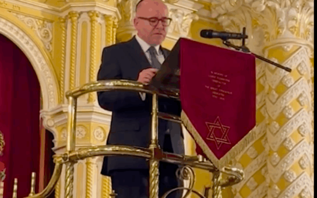 Attorney General Richard Hermer speaks at the Greay Synagogue, Sydney