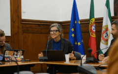 Albanese with members of the Portuguese parliament in 2024 (Creative Commons: Rafael Medeiros)